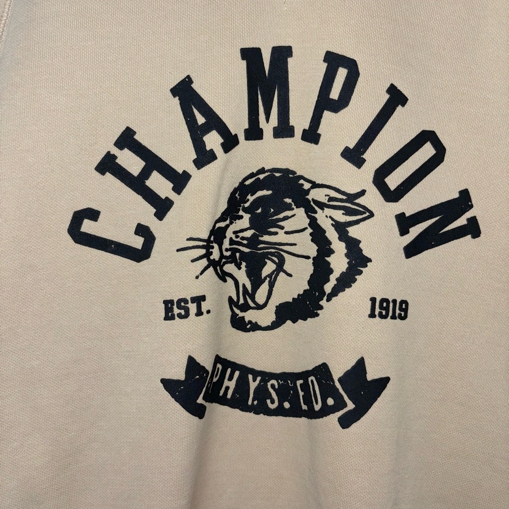 Champion Women's Short Sleeve Fleece Sweatshirt Size Medium Vintage Inspired Tan - Picture 7 of 16
